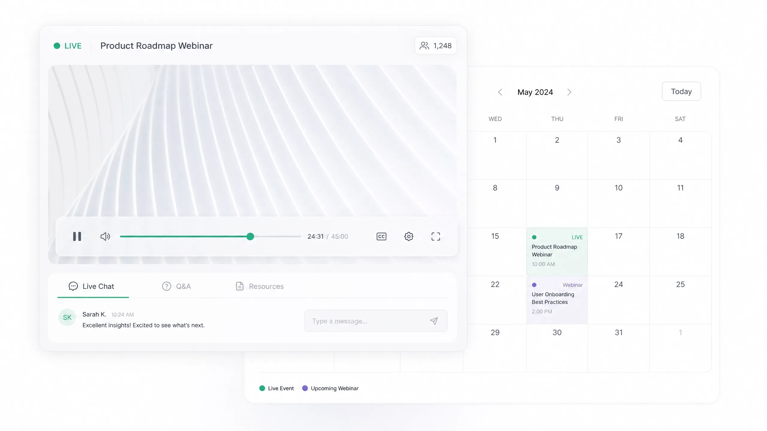Páginas de evento ou webinar
